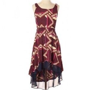 High low geometric print double layer dress size XS